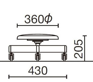 座れば動かない低座面205mmの丸椅子の寸法図