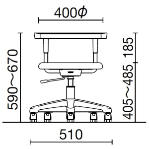 座れば動かない学習椅子TD40の寸法図