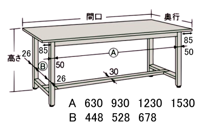 高さ調節作業台Ｇ３寸法図